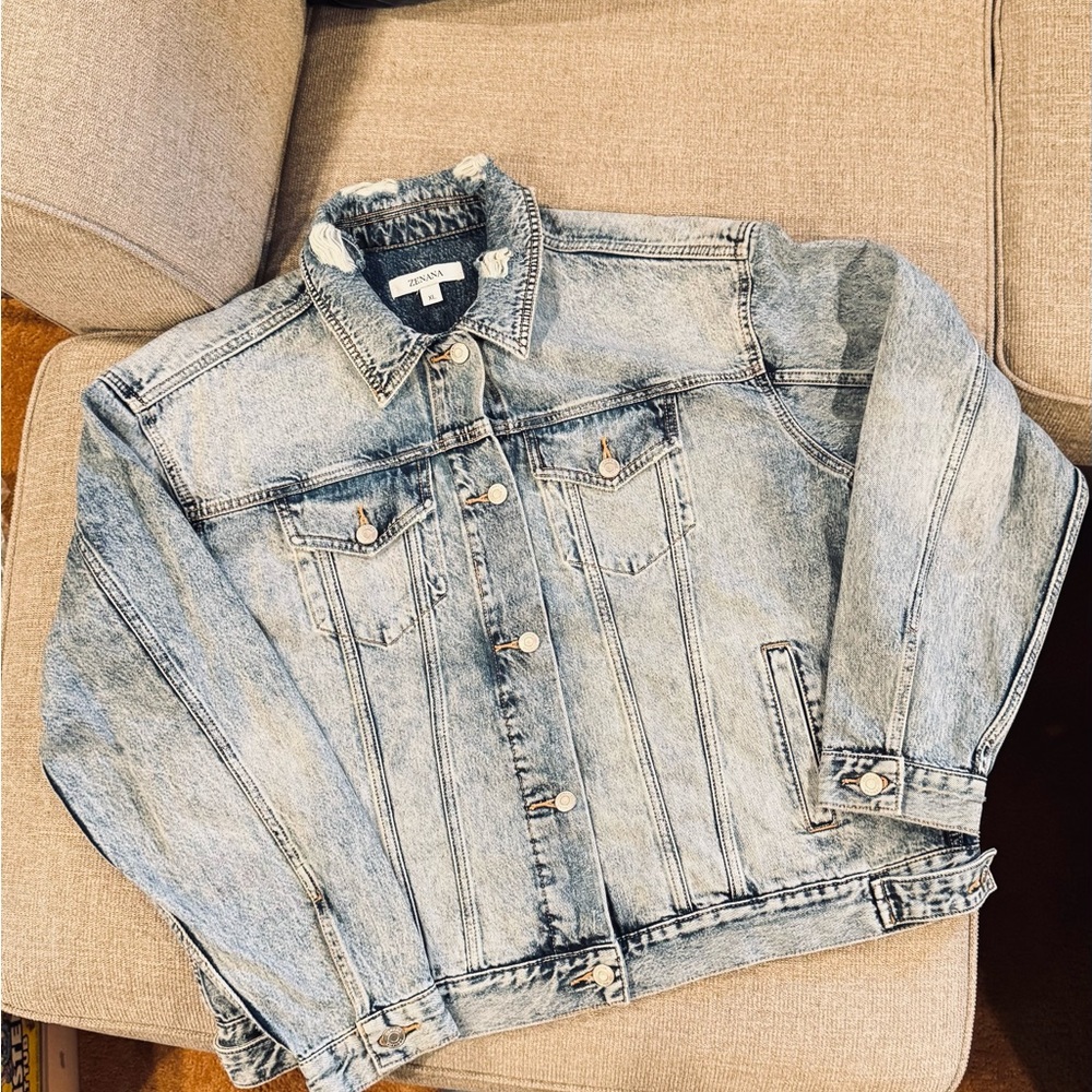 Zenana Outfitters Distressed Blue Jean Jacket